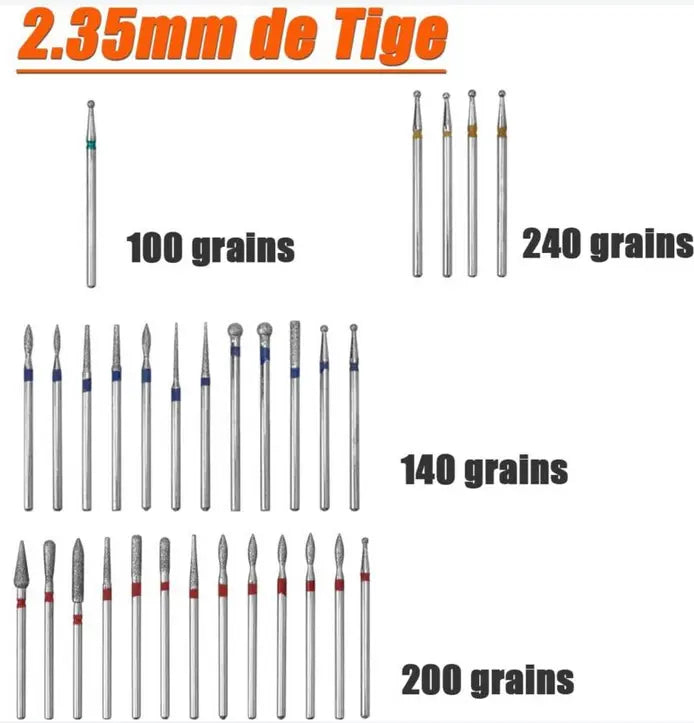 Coffret 30 Embouts de Ponceuse Professionnel pour Manucure Russe OCIBEL