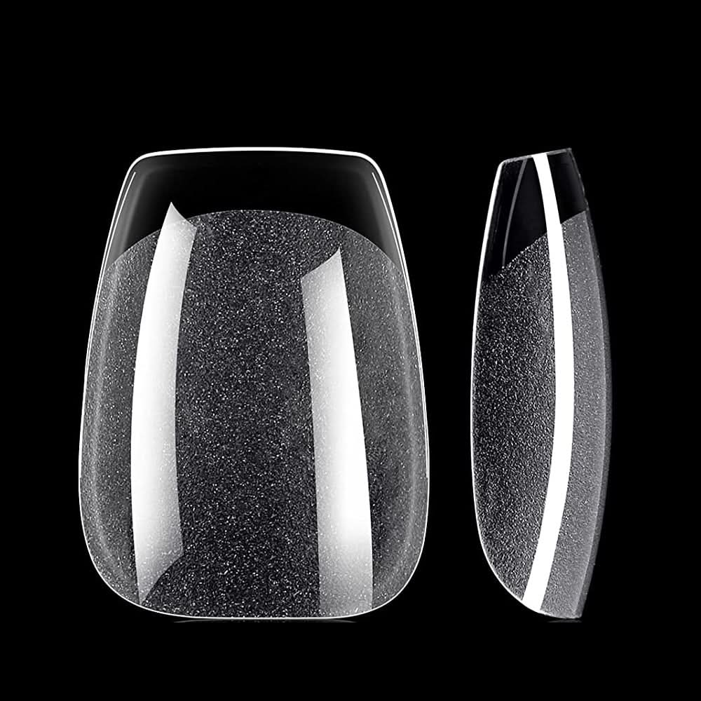 Soft Gel Nail Tips 504 Capsules Pose Américaine Demi-Mat Transparente 12 tailles - Short Coffin OCIBEL