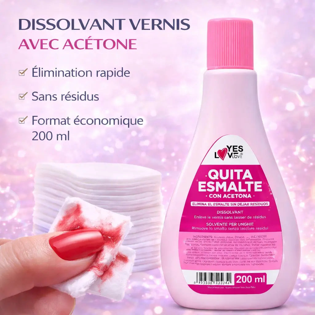 Dissolvant Vernis 200 ml avec Acétone – Élimination Rapide Sans Résidus – Retire Vernis Classique – Format Économique OCIBEL