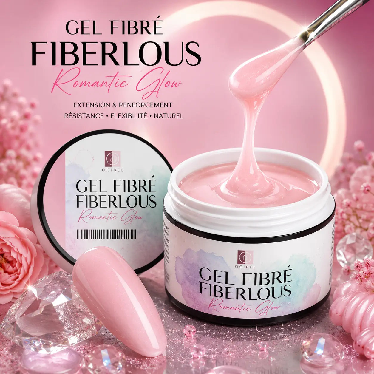 Gel de Construction Fibré Fiberlous 50g – Sans HEMA – Romantic Glow