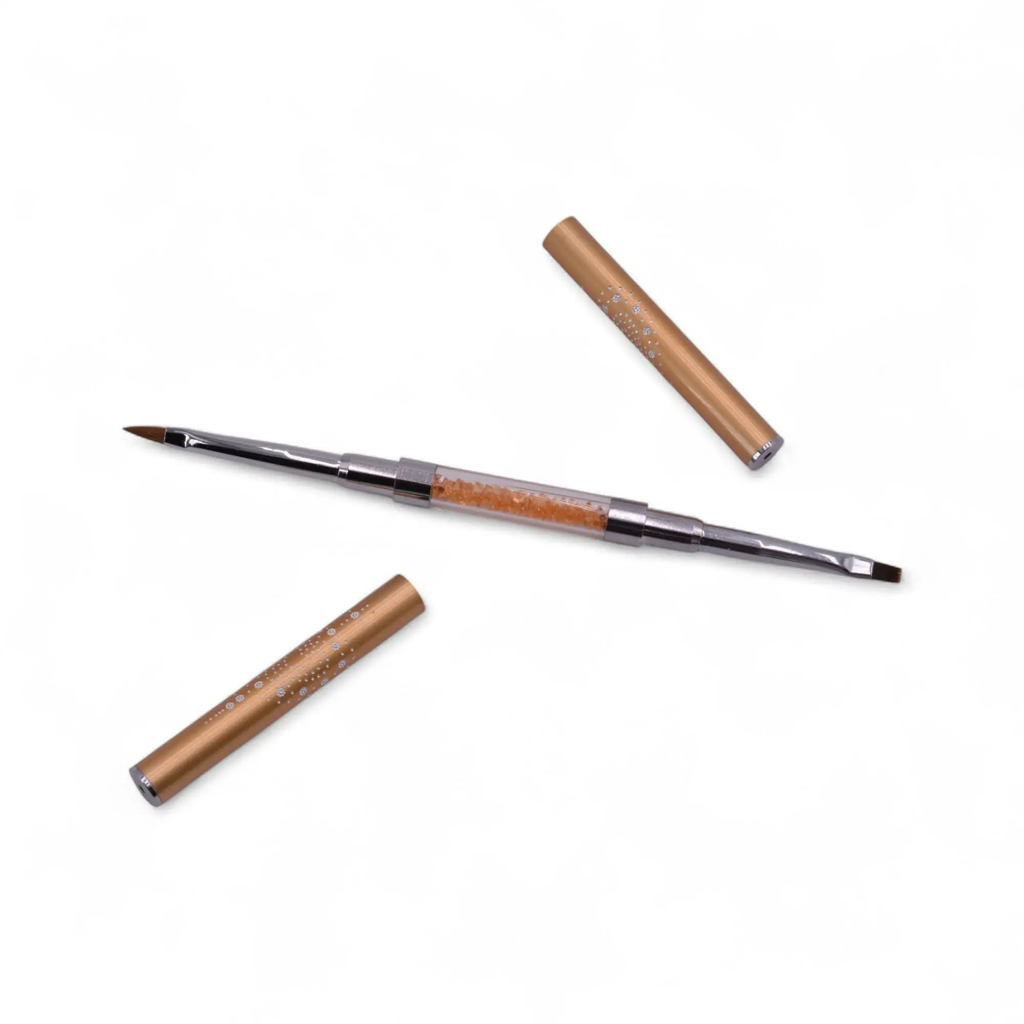 Pinceau Double Gel Carré / Langue de Chat – Manche Métal et Cristaux OCIBEL