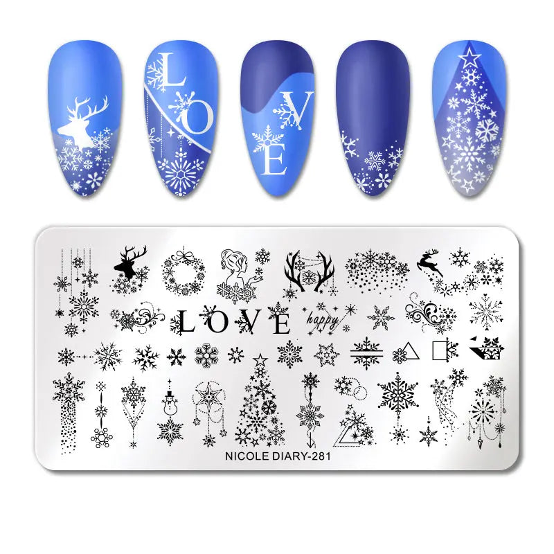 Plaque de Stamping pour Ongles Thème : Noel OCIBEL